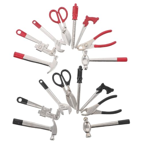 Abaodam 2 Sätze Realistisches Miniatur-Reparatur-Set mit Hammer Zange Schraubendreher und Schraubenschlüssel Stabiles Design Kompakt für Puppenhausdekoration von Abaodam