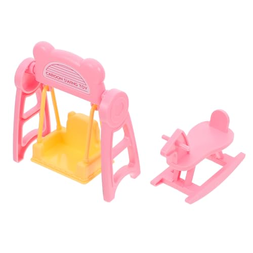 Abaodam 2 Sätze Realistisches Puppenhaus Möbel Miniatur Schaukel und Schaukelpferd DIY Zubehör für Kreatives Rollenspiel und von Abaodam