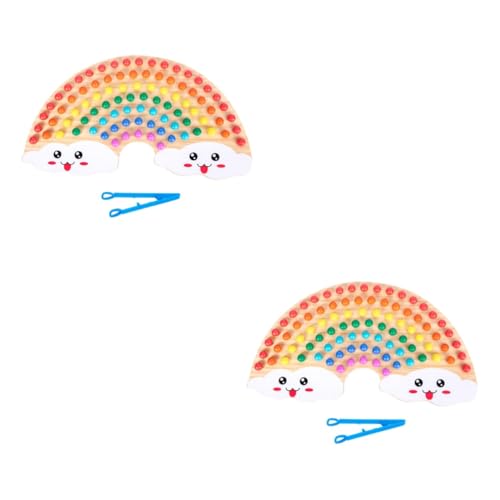 Abaodam 2 Sätze Regenbogen Perlen Magnetisches Angelspiel Spielzeug Zum Sortieren Von Farben Spielzeug Zählen Lernen Früherziehungsspielzeug Shuttle-perlen-brettspiel Hölzern Kind Korn von Abaodam
