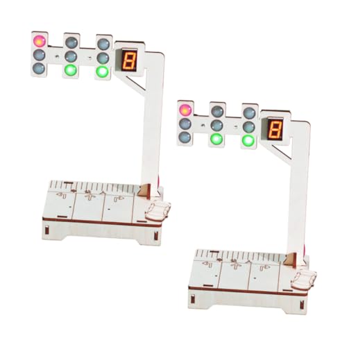 Abaodam 2 Sätze Stem Bausatz DIY Holz Ampel Modellbausatz Lernspielzeug für Mädchen Jungen Digitales Programmieren Sicherer Verkehrssignal Bausatz Familien Spiel und Technik von Abaodam