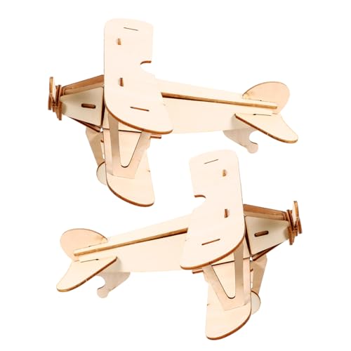 Abaodam 2 Sätze Teiliges DIY Holzflugzeug Bausatz Puzzle Holzmodell mit Glatter Oberfläche Sicheres Pädagogisches für Leichter Kompakter Holzflieger zum Basteln und Dekorieren von Abaodam