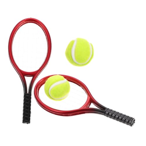 Abaodam 2 Sätze Tennisschläger-tennismodell Tennis Für Miniatur-puppenhauszubehör Tennisball-kostüm Puppenhaus Mini-tennisschläger Miniatur-tischtennisschläger Tenniszubehör Plastik von Abaodam