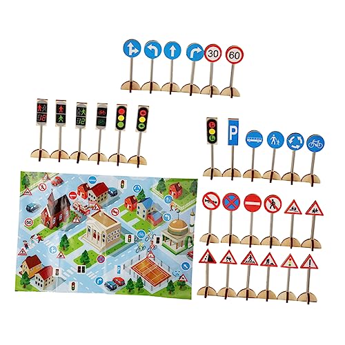 Abaodam 2 Sätze Verkehrszeichen Spielzeug Verkehrsmodellspielzeug Lernspielzeug für Kleinkinder Kinderspielzeug verkehrsschilder Kinder Modelle Spielzeuge Verkehrszeichen-Spielzeug Puzzle von Abaodam