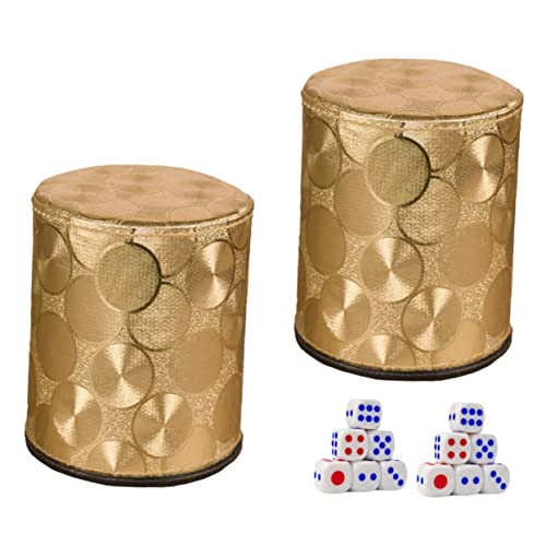 Abaodam 2 Sätze rutschfeste PU Leder Würfelbecher mit Würfeln für Gesellschaftsspiele Partyspiele Liars Dice Rollenspiele von Abaodam