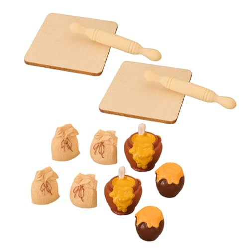 Abaodam 2 Satz Miniatur Backzubehör für Puppenhaus aus Harz und Holz Detailreiche Miniatur Küchenaccessoires mit Nudelholz Honigglas und Mehltüte für Puppenhausdeko Fotorequisiten und DIY Abaodam 2 Satz Miniatur Backzubehör für Puppenhaus aus Harz und Holz Detailreiche Miniatur Küchenaccessoires mit Nudelholz Honigglas und Mehltüte für Puppenhausdeko Fotorequisiten und DIY von Abaodam