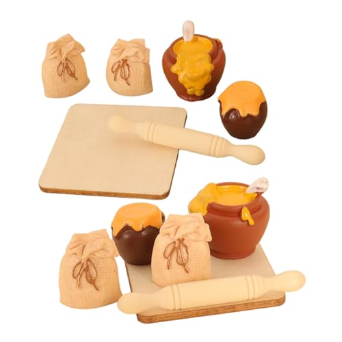 Abaodam 2 Satz Teilige Miniatur-backzubehör-Set für Puppenhaus aus Harz und Holz mit Kleinen Nudelholz Honigglas und Mehltüte Kindgerechte Mini-küchenrequisiten für Kreatives Rollenspiel Abaodam 2 Satz Teilige Miniatur-backzubehör-Set für Puppenhaus aus Harz und Holz mit Kleinen Nudelholz Honigglas und Mehltüte Kindgerechte Mini-küchenrequisiten für Kreatives Rollenspiel von Abaodam