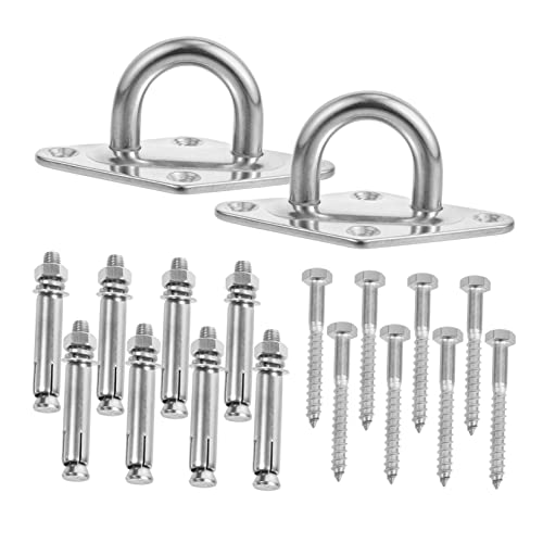 Abaodam 2 Sets Edelstahl-Aufhängehaken, Ösenplattenaufhänger für Hängematten, Gymnastikringe und Veranda-Schaukeln, starke Tragfähigkeit, einfache Installation von Abaodam