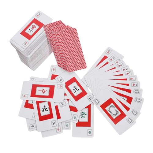 Abaodam 2 Sets Mahjong Poker Halter Karte Spiele Reise Bindemittel Spiel Versorgung Papier Rot von Abaodam