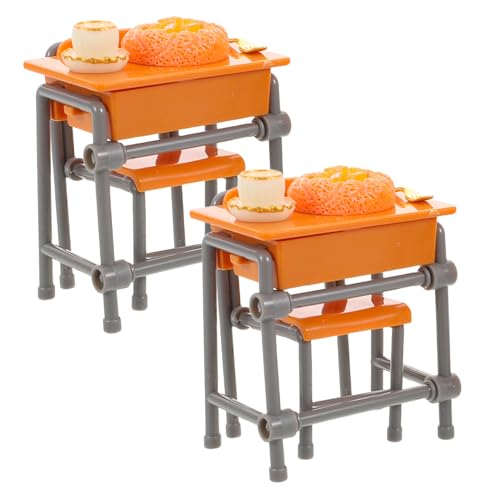Abaodam 2 Sets Mini-Schreibtisch, Puppenhaus-Schreibtisch, winzige Tischdekoration, kleines Schreibtischmodell, Miniatur-Büroschreibtisch, Mini-Schreibtisch, Ornament, kleines Schreibtischzubehör von Abaodam