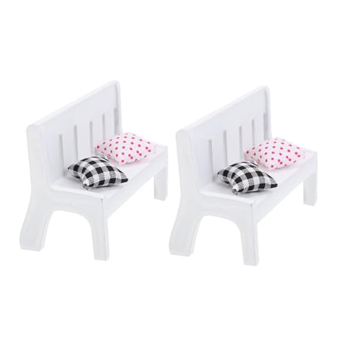 Abaodam 2 Sets Miniatur Puppenhaus Bank Kissen Garten Ornamente Dekorative Mini Bank Prop Für Mini Szene von Abaodam