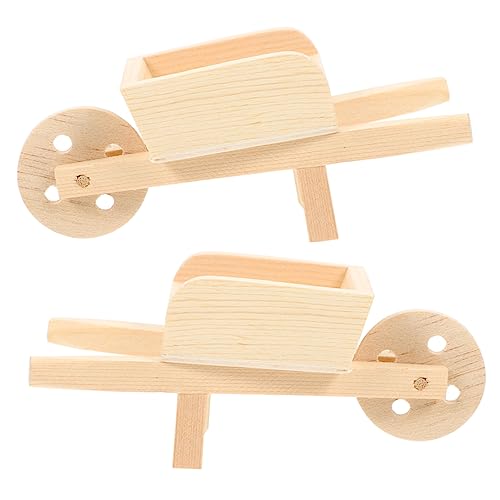 Abaodam 2 Stck Miniatur Schubkarre Teiliges aus Holz Puppenhaus Geeignet Dekoratives Miniaturmodell für Gartenlandschaft Tischdekoration und Fotorequisiten Langlebig und Detailreich von Abaodam