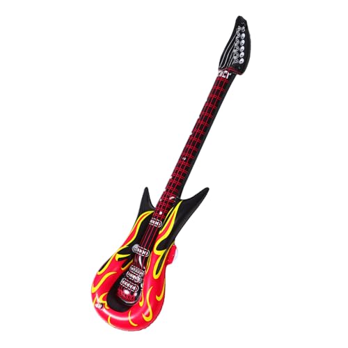 Abaodam 2 Stück Aufblasbare Gitarren Requisiten Aufblasgitarre Mit Gurt Gitarrendekorationen Gefälschte Gitarre Schwarz Aufblasbare Gitarren Slash Kostüm Prince Gitarren Requisite von Abaodam