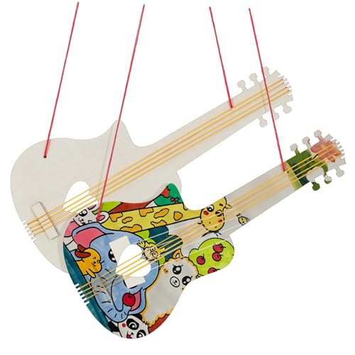 Abaodam 2 Stück DIY Holz Gitarre Unvollendete Holzgitarren für Bastel und Malspaß Geschenkidee für Kreative Jungen und Mädchen von Abaodam