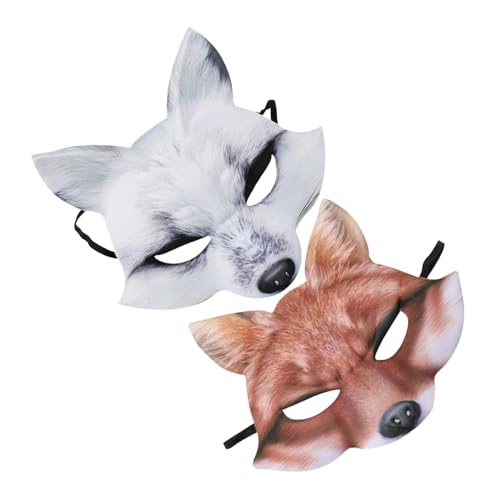 Abaodam 2 Stück EVA Halbgesichts Fuchsmaske Leichte Tierkostüm Maske für Erwachsene Wiederverwendbar Passend für Halloween Karneval und Maskerade Feiern von Abaodam