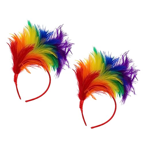 Abaodam 2 Stück Feder Stirnband haarreif halloween haarreifen halloween Haarband für Theater Maskerade Stolz-Accessoires für Frauen Party bunter Federkopfschmuck Halloween Stirnband Metall von Abaodam