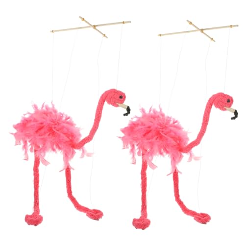 Abaodam 2 Stück Flamingo Marionette Puppenspielzeug aus Plüsch Interaktive Tiermarionette für Geeignet für Puppentheater und Kreative Projekte Einfach zu Bedienen und Leicht zu Bewegen von Abaodam