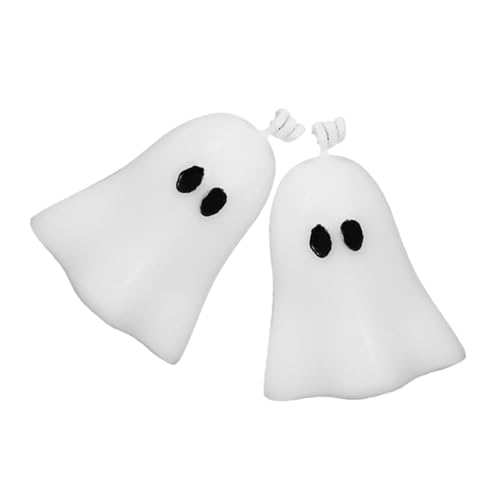 Abaodam 2 Stück Geisterkerze dekorativ flackern Leuchter Dochte flammenlos Halloween Dekoration Halloween Geisterförmige Kerzen Halloween-Kerzen Duftkerze Sojamischwachs Weiß von Abaodam