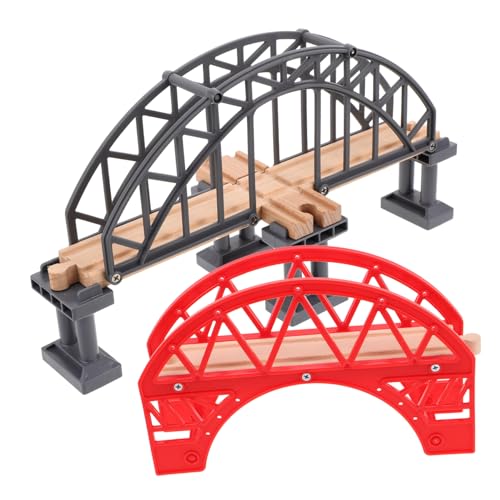 Abaodam 2 Stück Gleiszubehör Brücke Holzeisenbahn Zubehör Train Track Zubehör Plastik rot von Abaodam