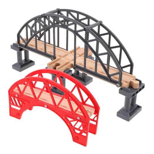 Abaodam 2 Stück Gleiszubehör Holzeisenbahn Zubehör Eisenbahnbrücke Zug Brücke Zubehör Robuste Brücken Zubehör Eisenbahnbrücken aus Holz Brückenpfeiler aus Kunststoff Plastik rot von Abaodam