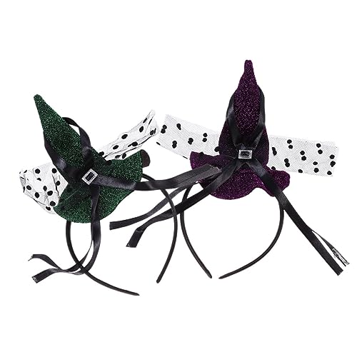 Abaodam 2 Stück Halloween Hexen Spitzhut Stirnband Hexenstirnband Halloween Partygeschenk Halloween Haarband Hexenhüte Dekorationen Halloween Kopfbedeckung Hexenhut Stirnband Mädchen Grün von Abaodam