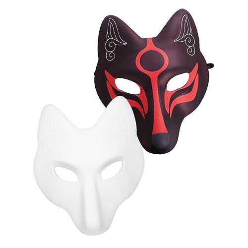 Abaodam 2 Stück Handbemalte Fuchsmaske aus für Halloween-Partys Halloween-Mann x weiße Fuchsmaske Kostüm Maskentier tiermasken tier masken exquisite Tiermaske Maskerade Cosplay- von Abaodam