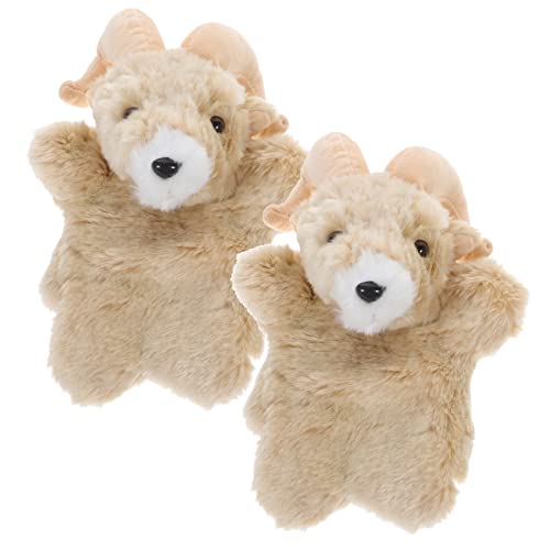 Abaodam 2 Stück Handpuppe Früherziehung interaktives pummeluff Kuscheltier Handpuppen für Kleinkinder Fingerpuppen Geschichte erzählende Handpuppe Plüsch Light Brown von Abaodam