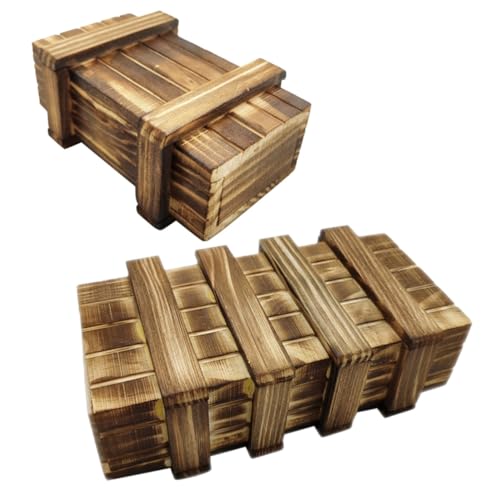 Abaodam 2 Stück Holzpuzzlebox Teiliges mit Versteckten Fächern Pädagogisches Lernspielzeug für Sichere Holzmaterialien Multifunktionale Geschenkbox für Geburtstage und Weihnachten von Abaodam