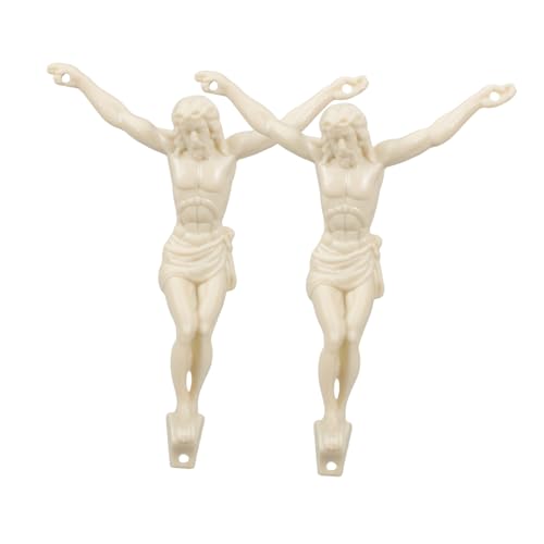 Abaodam 2 Stück Jesus Accessoires Gefälligkeiten Für Weihnachtsfeiern Katholische Jesus-Statue Jesus-kruzifix-Statue Jesus-Kreuz-Statue Katholische Figuren Small Jesus Statue Beige Plastik von Abaodam