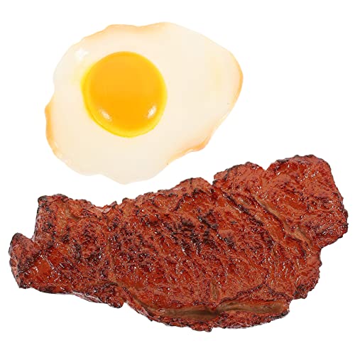 Abaodam 2 Stück Künstliches Steak und Spiegelei Modell Teiliges aus Realistischem für Restaurantdekoration Fotografie und Partybedarf Lebensnahe Nachbildung von Steak und Pochiertem Ei von Abaodam