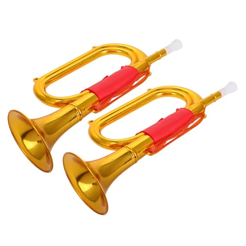 Abaodam 2 Stück Laderequisiten Musikinstrument-Modelle Musikinstrument Trompete Party Gebläse Cheerleading Trompete Musik Trompete Party Trompete Gebläse Goldener Kunststoff von Abaodam