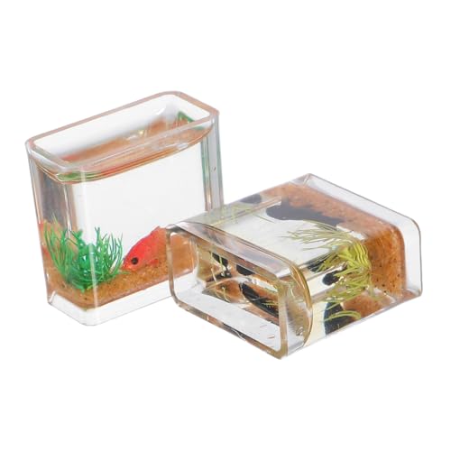 Abaodam 2 Stück Maßstab Resin Fischfiguren Realistisches Kleines Aquarium Deko für Puppenhaus und Miniaturlandschaft in Orange und Schwarz von Abaodam