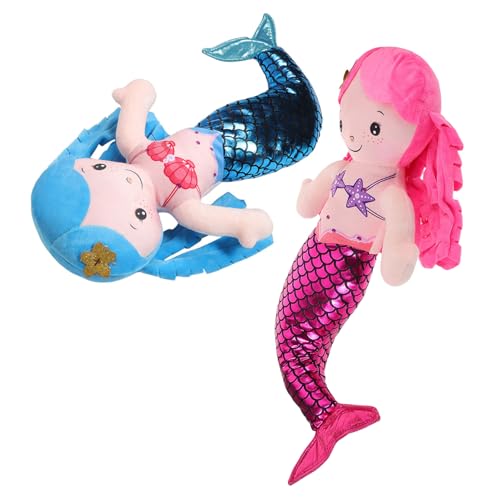 Abaodam 2 Stück Meerjungfrau Stofftier Plüschkissen Meerjungfrauenprinzessin Plüschtiere Für Mädchen Meerjungfrau Stoffpuppe Meerjungfrauenpuppe Süße Geburtstagsdekorationen von Abaodam