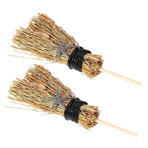 Abaodam 2 Stück Mini Besen Anhänger mit Charm Dekoren Dekorative Halloween Besenkunst für Zuhause für Kreative Bastelprojekte und Partys von Abaodam