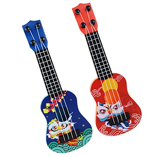 Abaodam 2 Stück Mini Gitarre für Lustige Ukulele für Kleinkinder Cartoon Design Rot und Blau Lernspielzeug für Musikalische Früherziehung Sicher von Abaodam