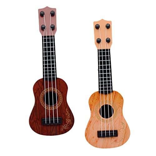Abaodam 2 Stück Mini Ukulele für Musikalisches Lerninstrument aus Robustem für Frühkindliche Bildung und Kreative Aufführungen Gelb und Braun von Abaodam