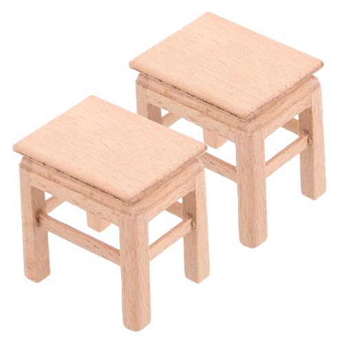 Abaodam 2 Stück Mini-bankmodell Kleiner Hocker Mini-holzstuhl Mini-puppenhauszubehör Mini-hocker Aus Holz Winziges Bankdekor Kleiner Holzhocker Miniaturstuhl Miniatur-Bank Hölzern Khaki von Abaodam