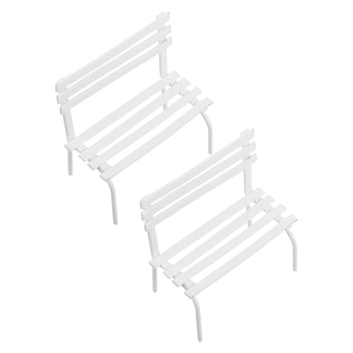 Abaodam 2 Stück Mini-parkbank Kleines Hauszubehör Kreative Puppenhausbank Mini-Bank-Modell Modellbänke Kleine Hausdekoration Miniatur-Bank Mini-gartenbank Mini-hausstuhl Eisen Weiß von Abaodam