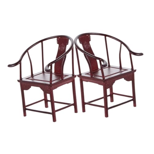Abaodam 2 Stück Mini-stuhlmodell Miniatur-wohnzimmerstuhl Esszimmermöbel Esstisch Stühle Miniaturstühle Für Puppenhaus Mini-terrassenstuhl Miniatur-puppenstubenmöbel Abs Dark Brown von Abaodam