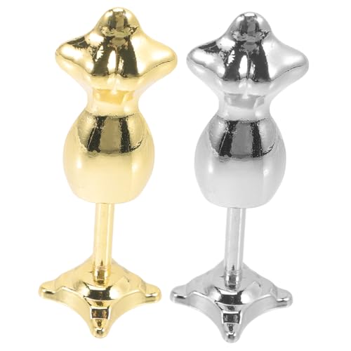 Abaodam 2 Stück Miniatur Puppen Kleiderständer Dekorative Kompakte Puppen Mannequins in Glänzendem Gold und Silber Sicherer Glatter Puppenkleiderhalter für Puppenhaus für von Abaodam