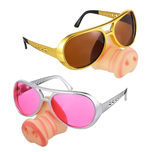 Abaodam Kostümbrillen Für Männer Und Frauen 2 Stück Schweinenase Partybrillen Für Erwachsene Und Jungen Und Mädchen Halloween-Accessoire von Abaodam