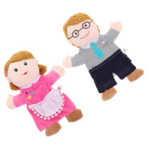 Abaodam 2 Stück Plüsch Handpuppen Vater und Papa Weiche Familien Handpuppen für Erwachsene Pädagogisches für Theater Geschichtenerzählen und Rollenspiele von Abaodam