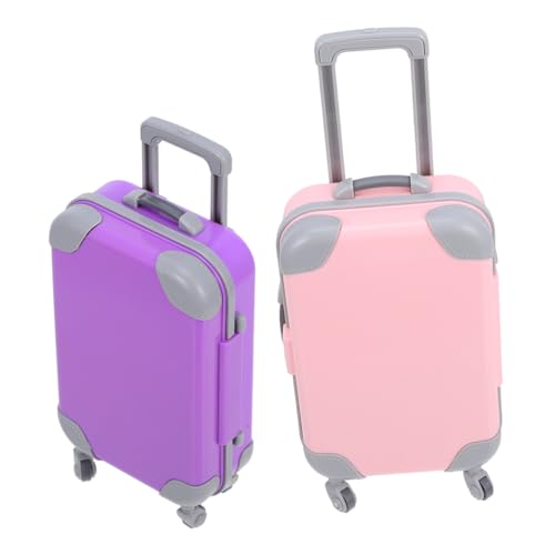 Abaodam 2 Stück Puppenkoffer Miniatur-puppenhaus-Koffer Puppen-reisetragetasche Miniatur-spielzeugkoffer Mini-Koffer Tragbare Aufbewahrungsbox Für Puppen Mini-puppenhaus-zubehör Abs von Abaodam
