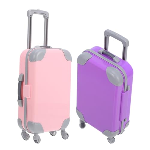 Abaodam 2 Stück Puppenkoffer Reisezubehör Miniaturkoffer Miniaturkoffer Mini Koffer Für Puppen Kunststoffmöbel Süße Puppenmöbel Abs von Abaodam