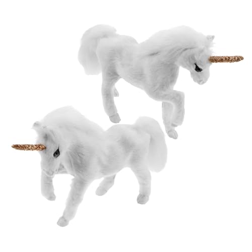 Abaodam 2 Stück Realistische Einhorn Figuren aus Kunstwolle Weiche Miniatur Tiermodelle für Wohnkultur Fotorequisiten und Kreative Kompakte Dekorative Skulpturen für Zuhause und Outdoor von Abaodam