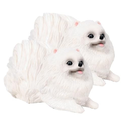 Abaodam 2 Stück Realistische Pomeranian Hundemodelle aus Robustem PVC Detailgetreue Kleine Hundefiguren für Desktop Deko und Außenbereich Lebendige Bunte Tiernachbildung Spielerisches von Abaodam