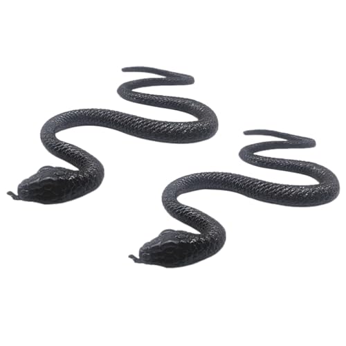 Abaodam 2 Stück Realistische Schwarze Gummischlangen Flexible TPR Modelle Langlebig und Sicher als Halloween Dekoration und Lernspielzeug zur Kindlicher Kreativität von Abaodam