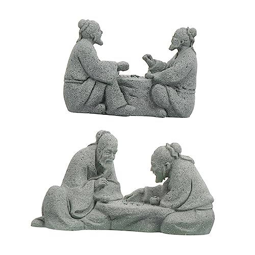 Abaodam 2 Stück Simulierte Alte Schachspiel Statue Garten Skulptur Dekorationsaccessoires für Bonsai und von Abaodam