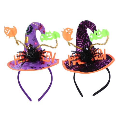 Abaodam 2 Stück Spinne Hexenhut Stirnband halloween theme haarreif halloween party halloween Spider headband Tag der Toten Stirnband Stirnbänder Halloween-Kopfschmuck Halloween-Haarreifen von Abaodam