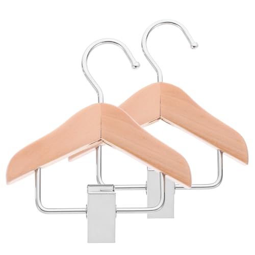 Abaodam 2 Stück Teilig Mini Holz Kleiderbügel Puppenkleiderbügel Kleine Aufhänger für Puppenhaus Dekoration Robust und Einfach zur Organisation von Puppenkleidung von Abaodam