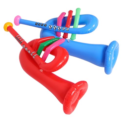 Abaodam 2 Stück Teiliges Aufblasbares Trompeten aus PVC Leichte Musik Instrumente und Partydeko für Bühnenauftritte Foto Requisiten und Musikalische Kinderfeste Rot und Blau von Abaodam